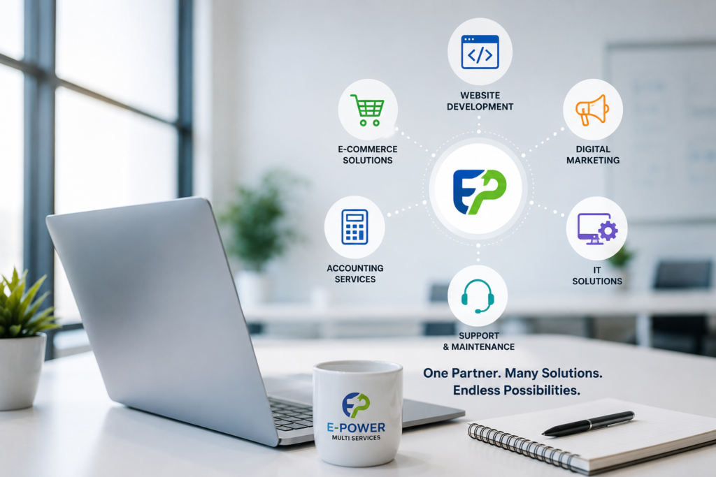 Trusted web design and digital business solutions by E-Power Multi Services with reliable support and professional expertise.